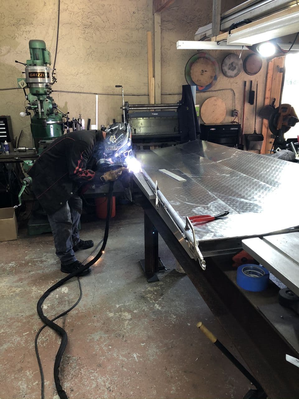 Aluminum pipe fuel tank welding in progress shop — Naples Welding Inc., Naples FL